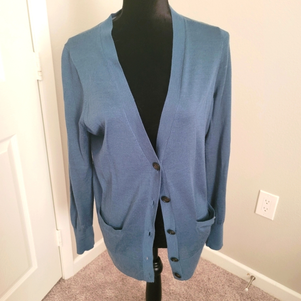 LOFT | Teal Long Line Cardigan V-Neck Large